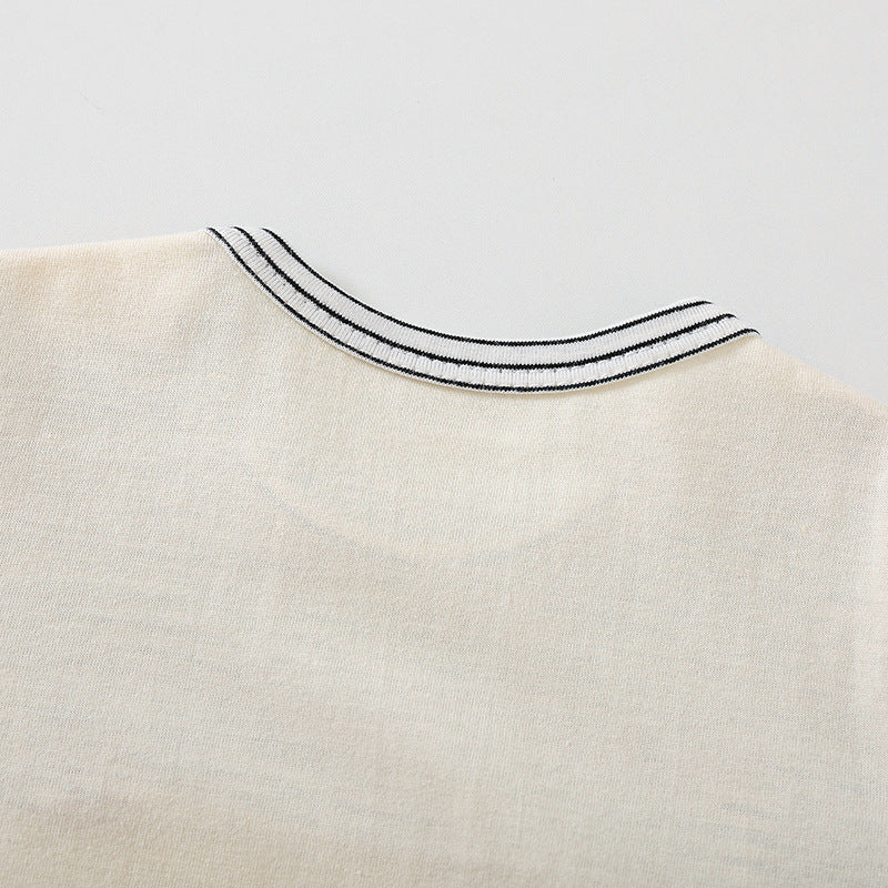 Cartoon Bear Print Baby Romper – Short Sleeve Cotton Onesie for Newborns & Toddlers