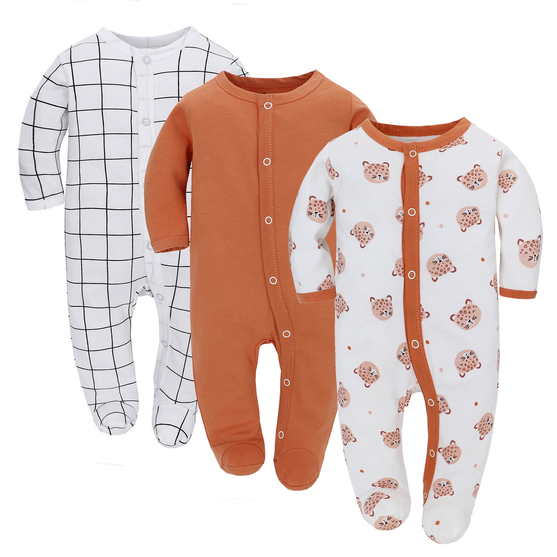 Baby Long Sleeve Jumpsuit 3-Piece Set – Soft Cotton Infant Rompers