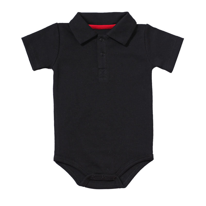 Lapel Baby Onesie – 100% Cotton Short Sleeve Romper with Concealed Buttons