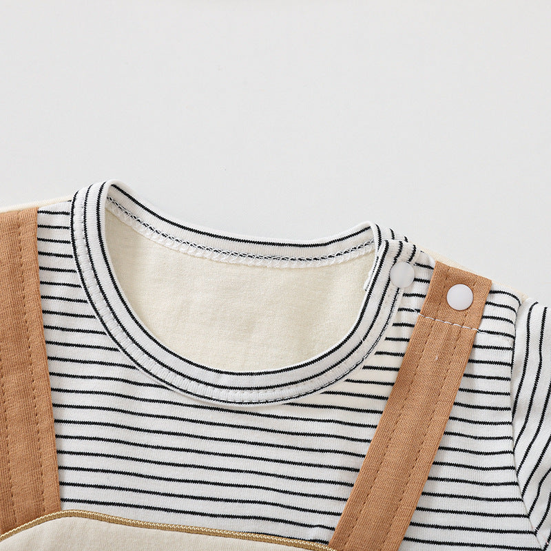 Cartoon Bear Print Baby Romper – Short Sleeve Cotton Onesie for Newborns & Toddlers