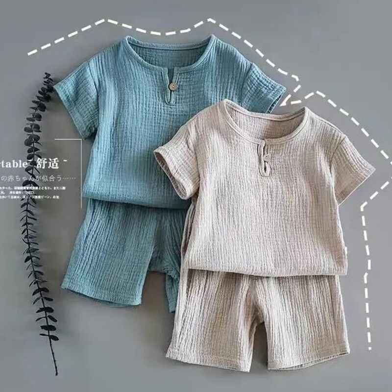 Baby Boy & Girl Summer Short-Sleeve Outfit Set – Lightweight Infant Clothing Suit