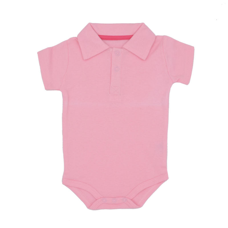 Lapel Baby Onesie – 100% Cotton Short Sleeve Romper with Concealed Buttons