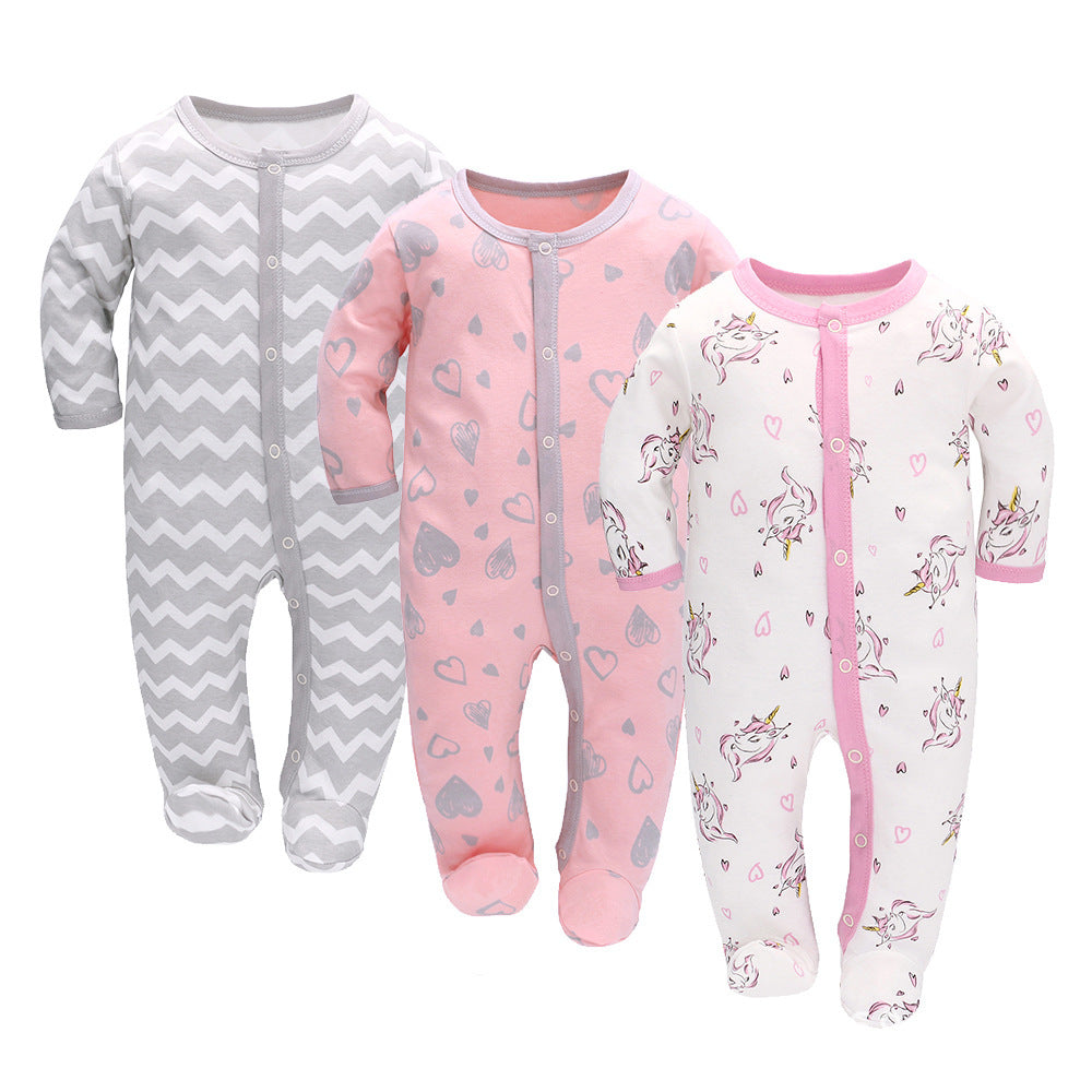 Baby Long Sleeve Jumpsuit 3-Piece Set – Soft Cotton Infant Rompers