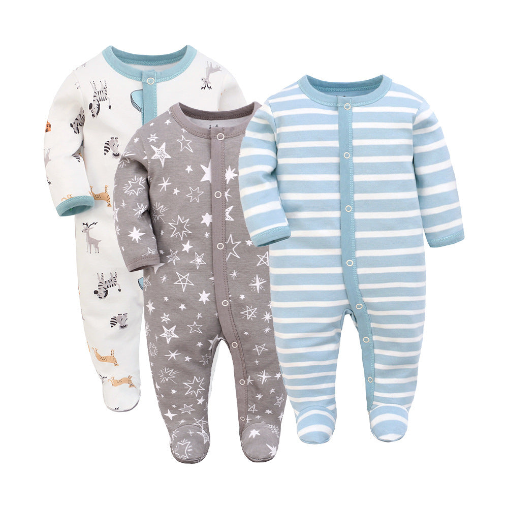 Baby Long Sleeve Jumpsuit 3-Piece Set – Soft Cotton Infant Rompers