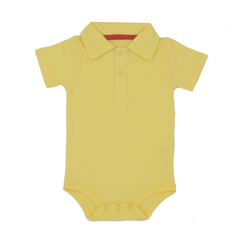 Lapel Baby Onesie – 100% Cotton Short Sleeve Romper with Concealed Buttons