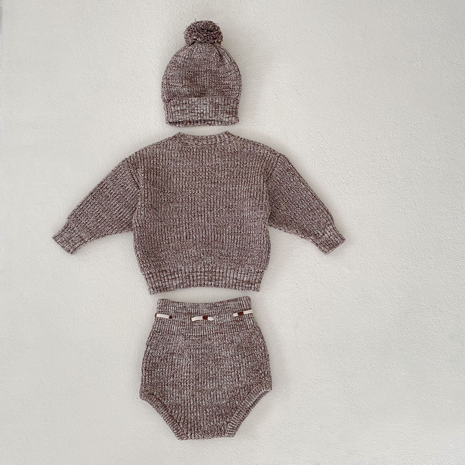 Infant Baby Girl Thick Knit 2-Piece Outfit – Mixed Color Pullover & Pants Set