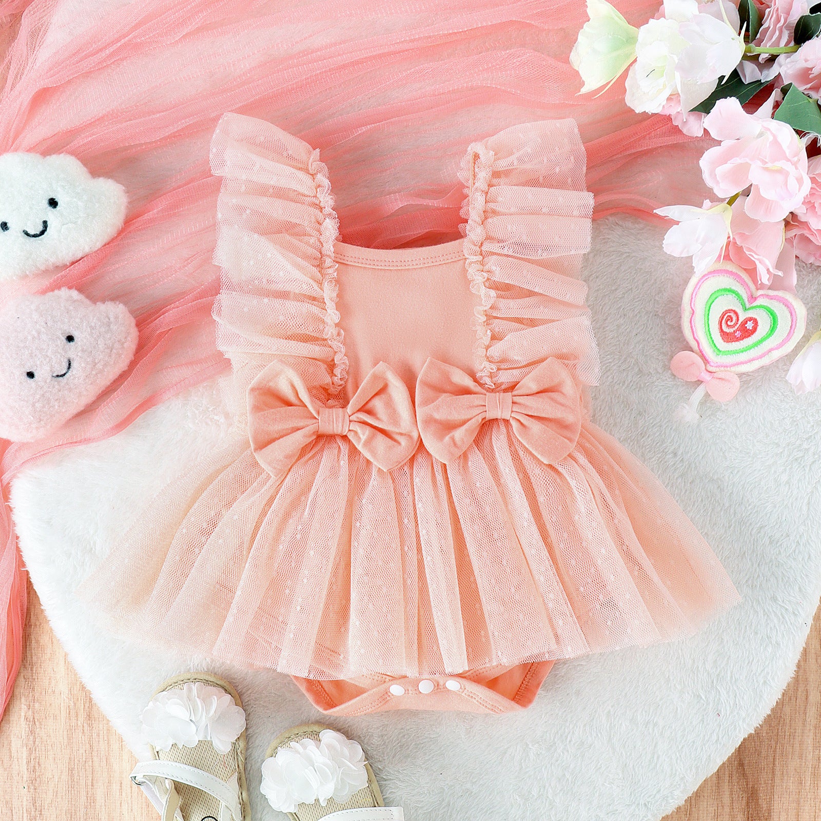 Baby Princess Tutu Jumpsuit – Net Skirt Romper Dress for Newborns & Infants