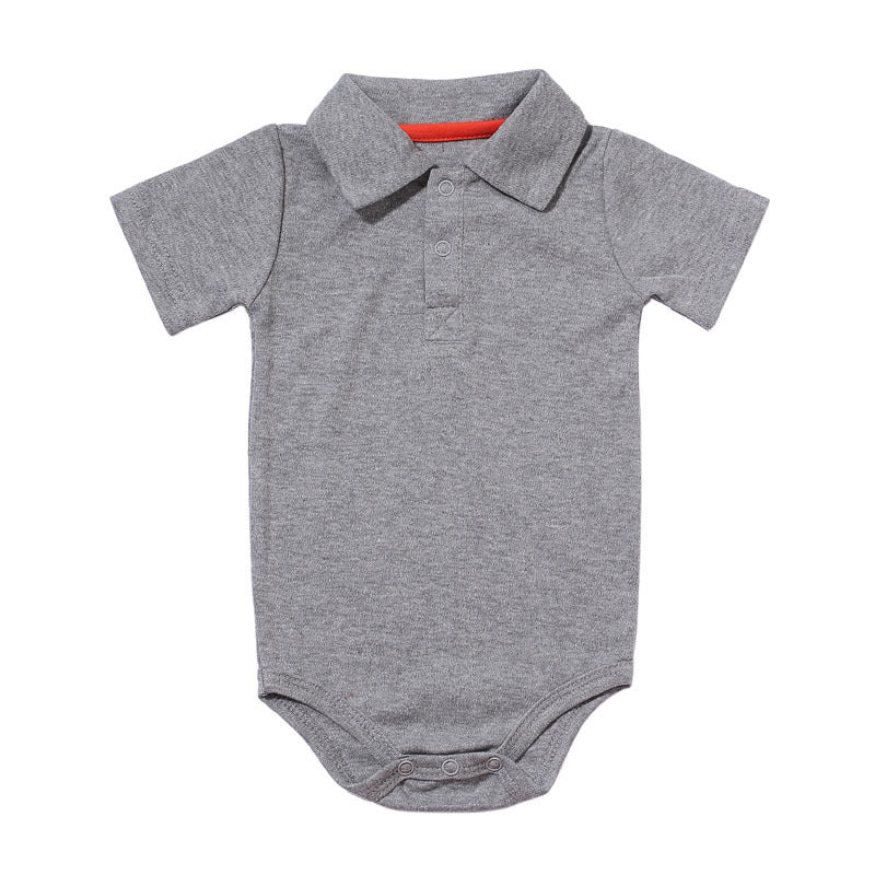 Lapel Baby Onesie – 100% Cotton Short Sleeve Romper with Concealed Buttons