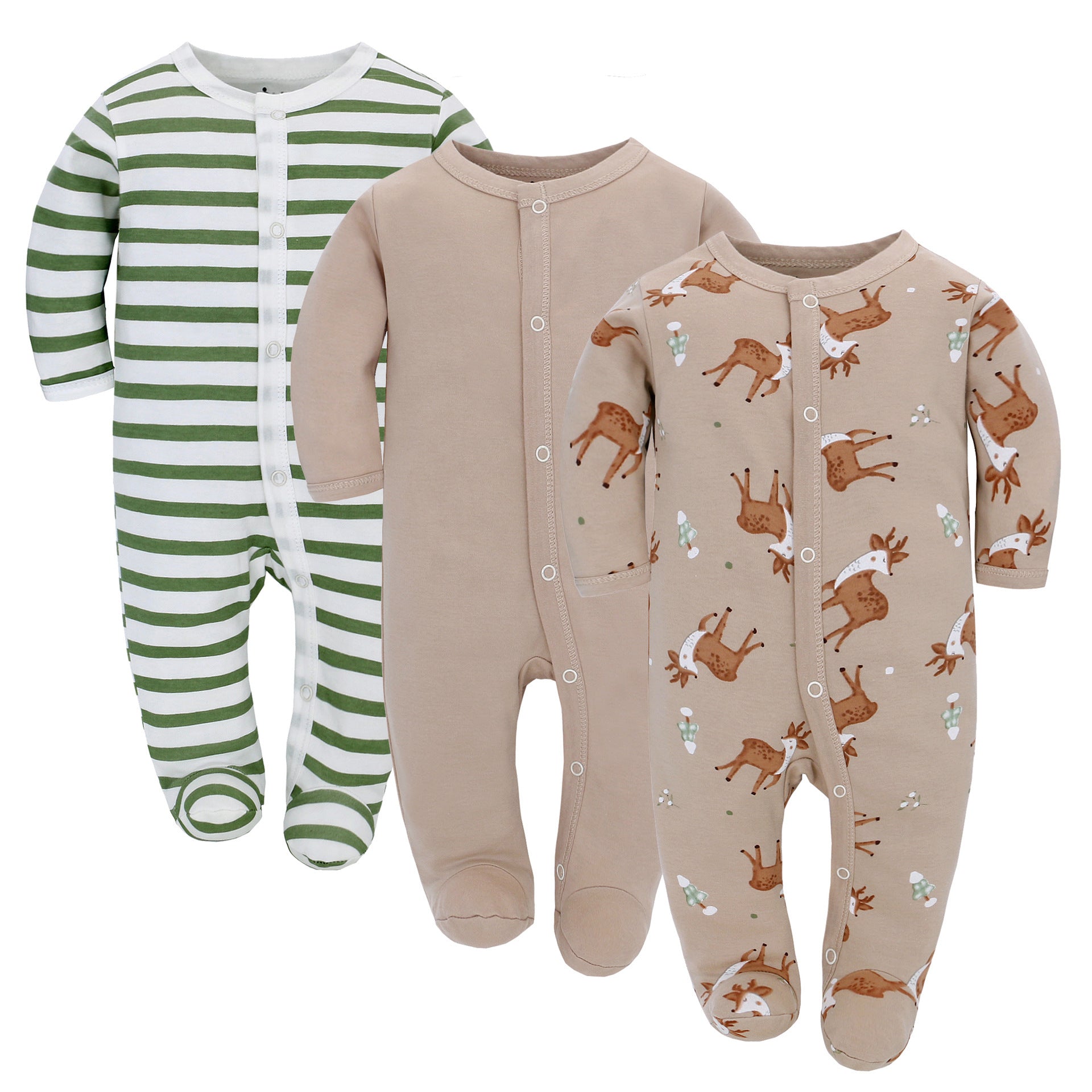 Baby Long Sleeve Jumpsuit 3-Piece Set – Soft Cotton Infant Rompers