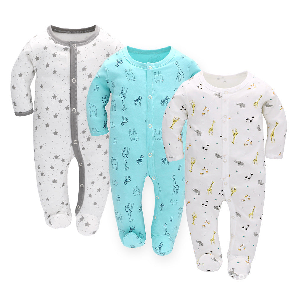Baby Long Sleeve Jumpsuit 3-Piece Set – Soft Cotton Infant Rompers