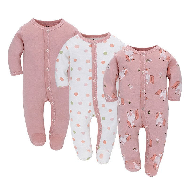 Baby Long Sleeve Jumpsuit 3-Piece Set – Soft Cotton Infant Rompers
