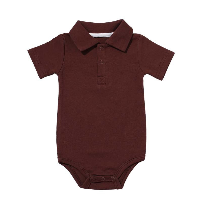 Lapel Baby Onesie – 100% Cotton Short Sleeve Romper with Concealed Buttons