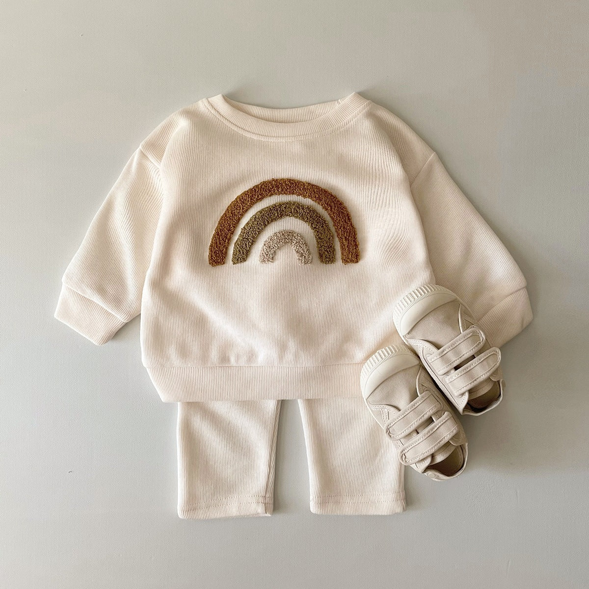 Spring & Autumn Baby Two-Piece Set – Alphabet Embroidery Long Sleeve Outfit for Newborns