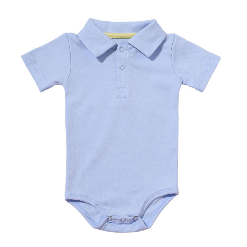Lapel Baby Onesie – 100% Cotton Short Sleeve Romper with Concealed Buttons