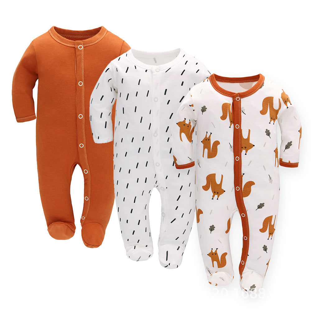 Baby Long Sleeve Jumpsuit 3-Piece Set – Soft Cotton Infant Rompers