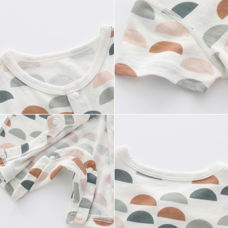 Soft Bamboo Fiber Baby Jumpsuit – Floral & Animal Print Long Sleeve Romper for Boys and Girls