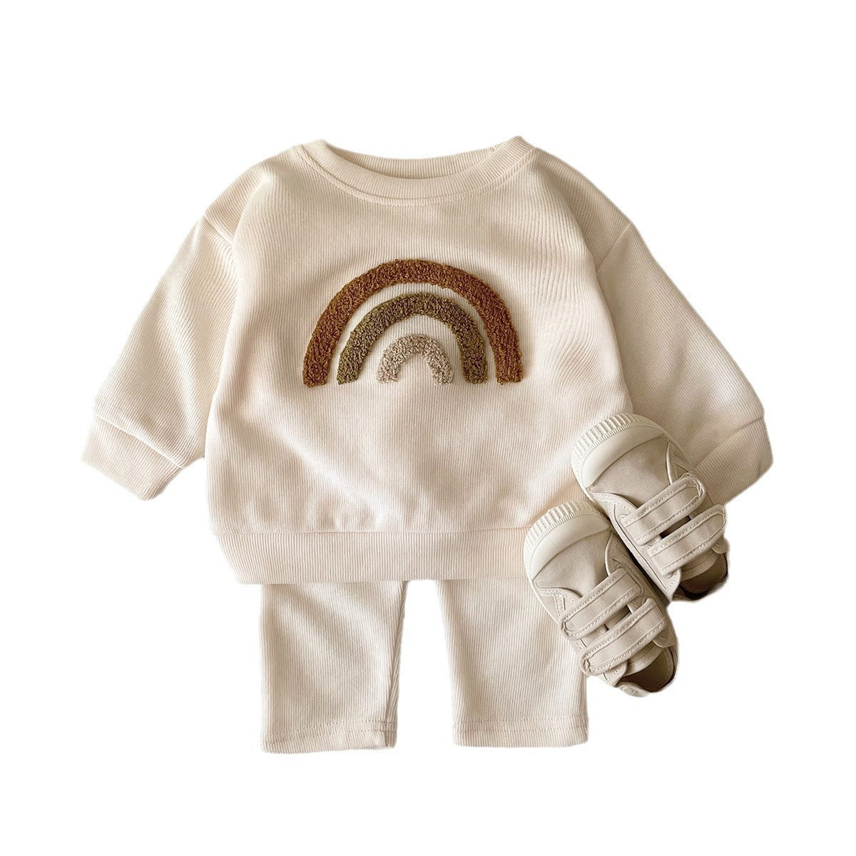 Spring & Autumn Baby Two-Piece Set – Alphabet Embroidery Long Sleeve Outfit for Newborns