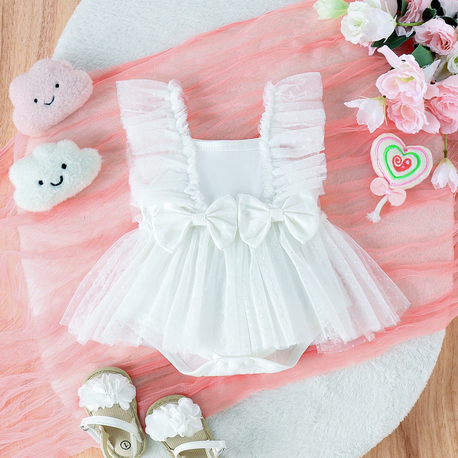 Baby Princess Tutu Jumpsuit – Net Skirt Romper Dress for Newborns & Infants