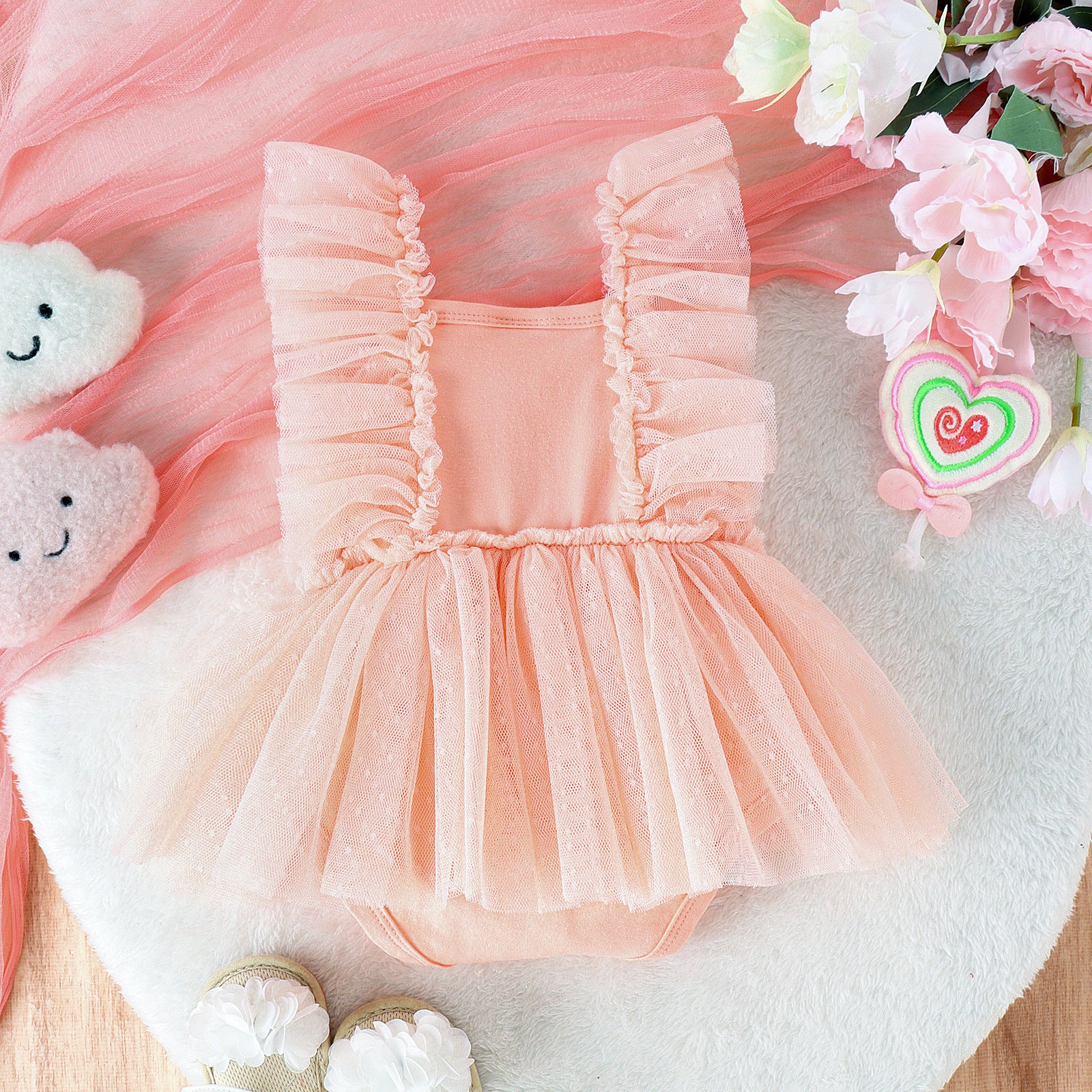 Baby Princess Tutu Jumpsuit – Net Skirt Romper Dress for Newborns & Infants