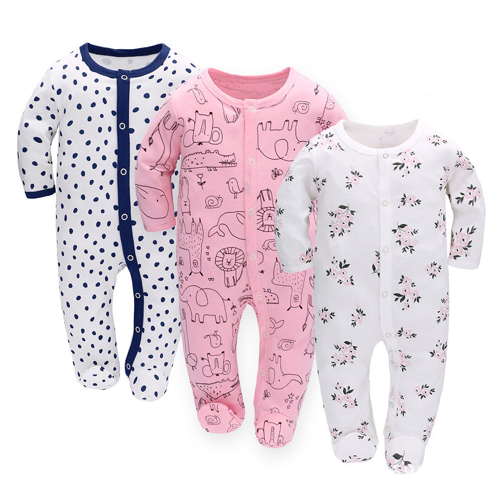 Baby Long Sleeve Jumpsuit 3-Piece Set – Soft Cotton Infant Rompers