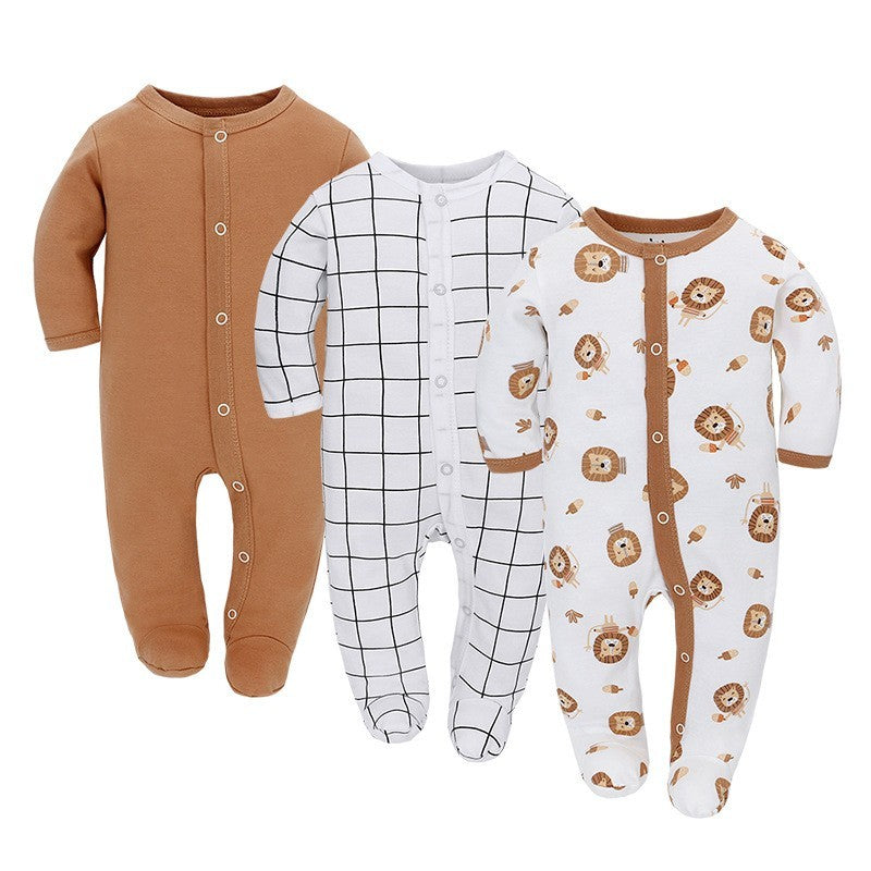 Baby Long Sleeve Jumpsuit 3-Piece Set – Soft Cotton Infant Rompers