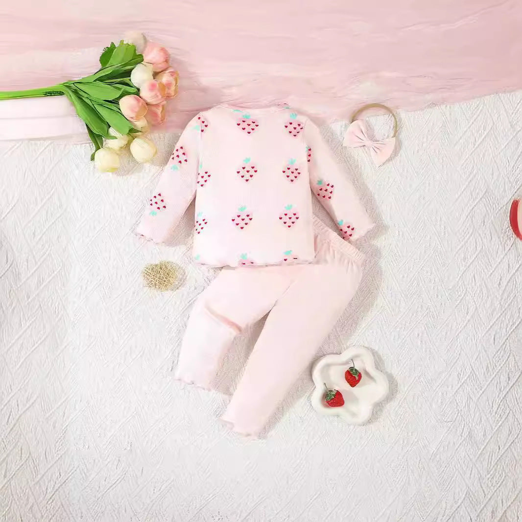 Baby 3-Piece Printed Clothing Set – Infant Top, Pants & Hat